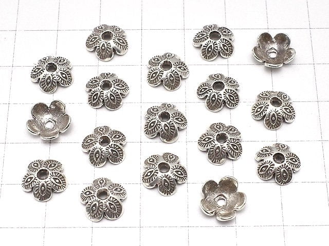 Karen Silver Bead cap Flower 10x10x4mm 2pcs