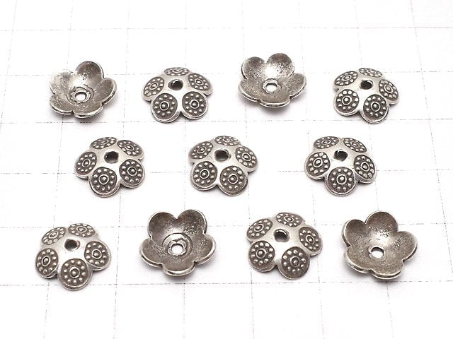 Karen Silver Bead cap Flower 12x12x3mm 2pcs