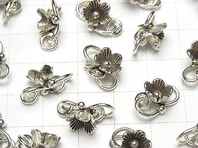 Karen Silver Flower Motif Charm with Small Hook (1pc)