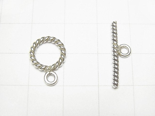 Karen Silver Twist Toggle with 10mm Jump Ring, 1 pair