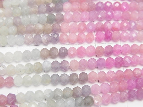 [Video] Unheated multi color Sapphire AA ++ Faceted Button Roundel half or 1strand beads (aprx.14inch / 34 cm)