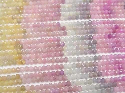 [Video] Unheated multi color Sapphire AA ++ Faceted Button Roundel half or 1strand beads (aprx.14inch / 34 cm)