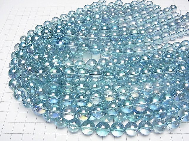 [Video] Aqua Aura Crystal Quartz  Round 12mm half or 1strand beads (aprx.15inch/36cm)