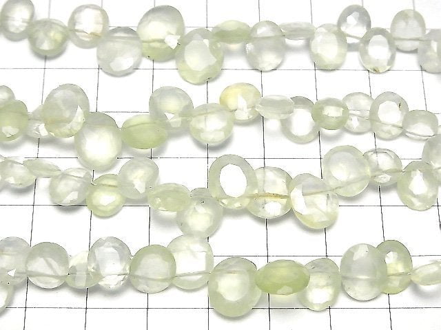 [Video]Prehnite AA+ Faceted Oval 1strand beads (aprx.7inch/18cm)