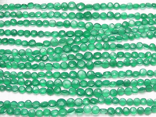 [Video]1strand $8.79! High Quality Green Onyx AAA Faceted Coin Size Gradation 1strand beads (aprx.7inch / 18cm)