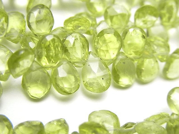 Faceted Briolette, Pear Shape, Peridot Gemstone Beads