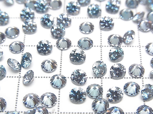 [Video] Moissanite AAA Loose stone Round Faceted 4x4mm [Blue] 3pcs