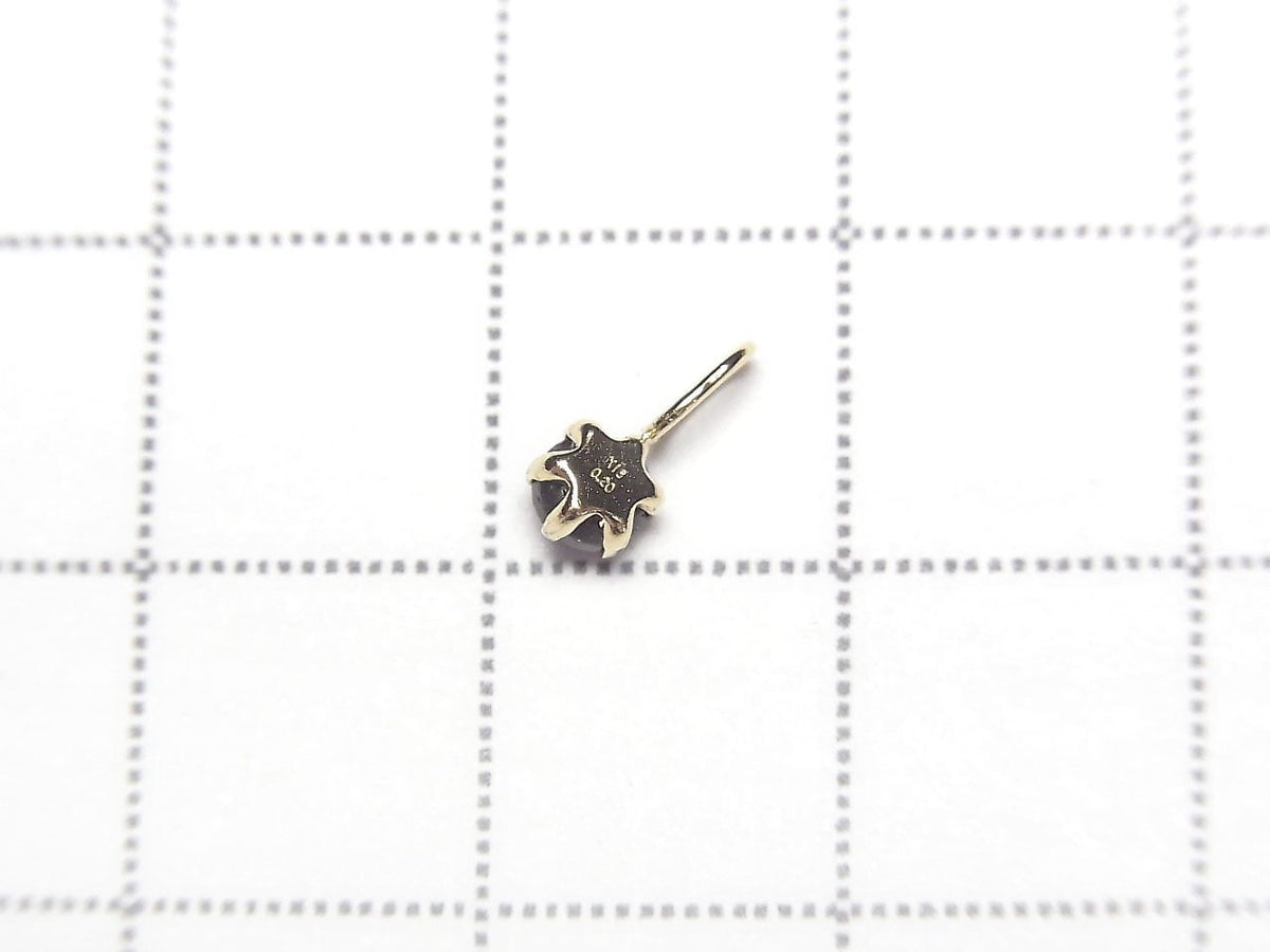 [Japan] Schwarzer Diamant AAA Rund Rosenschliff 4x4mm Anhänger [18K Gelbgold]