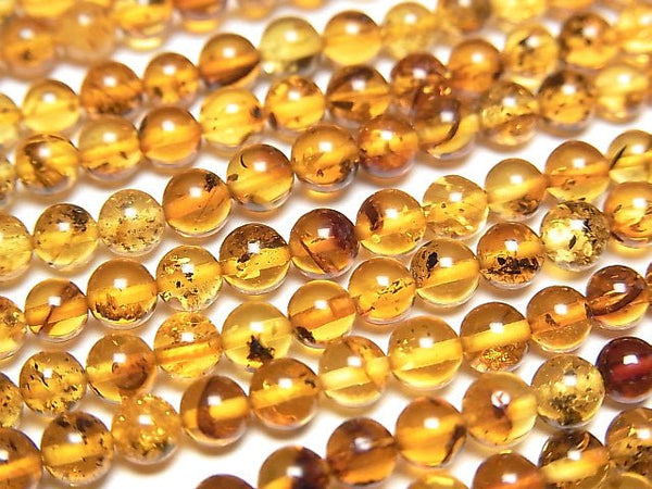 [Video] Baltic Amber Round 4mm 1strand beads (aprx.15inch/36cm)