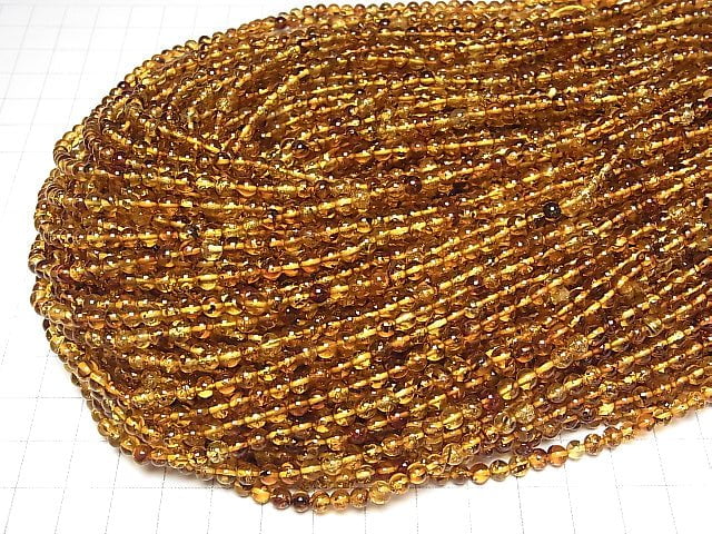 [Video] Baltic Amber Round 4mm 1strand beads (aprx.15inch/36cm)