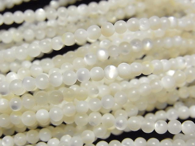 [Video] High Quality White Shell (Silver - lip Oyster) AAA Round 3mm 1strand beads (aprx.15inch / 36cm)