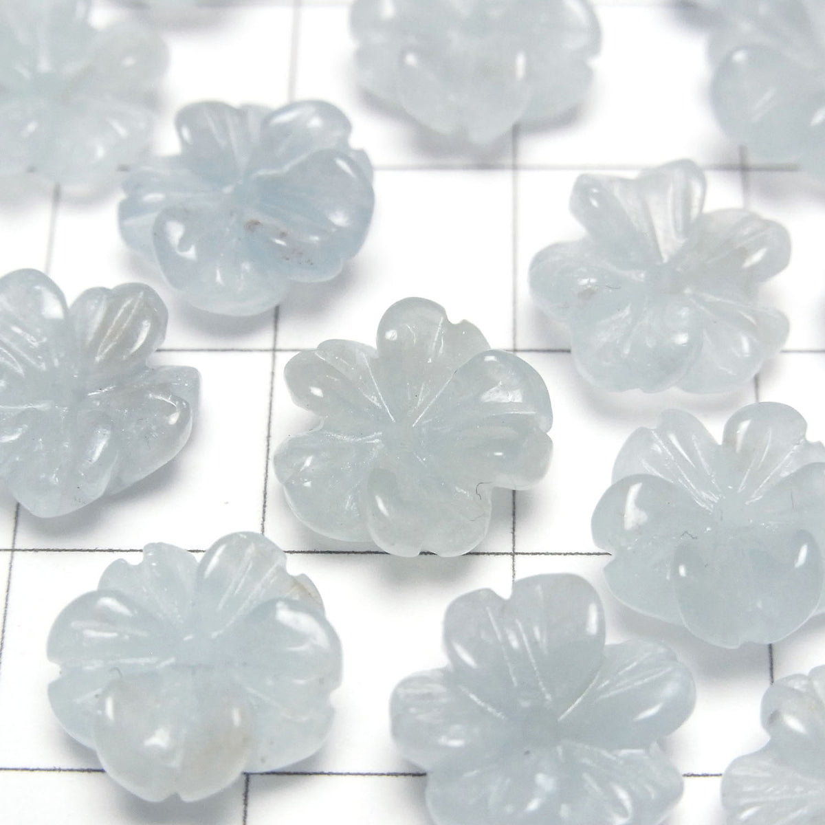 Aigue-marine AA+ Fleur 11mm Trou central 2 pièces