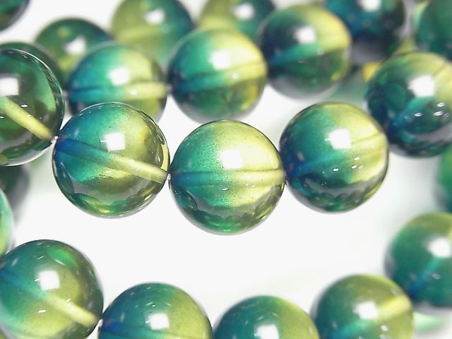 [Video] Blue green color Amber Round 12mm Bracelet