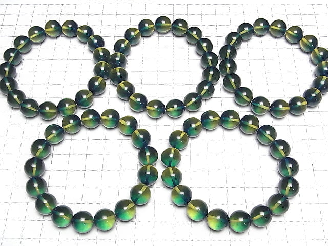 [Video] Blue green color Amber Round 12mm Bracelet