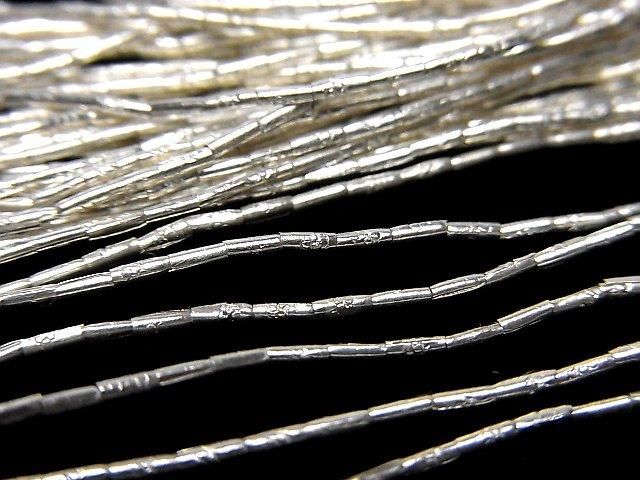 Karen Silver Flower Pattern Tube, 3x1x1mm Half or 1 Strand Beads (approx. 26 inches/66 cm)
