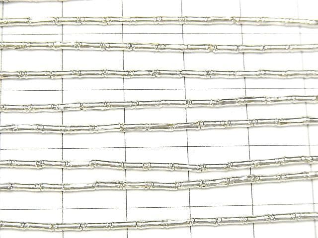 Karen Silver Patterned Tube, 3x1.5x1.5mm half or 1-strand beads (approx. 26 inches/64 cm)