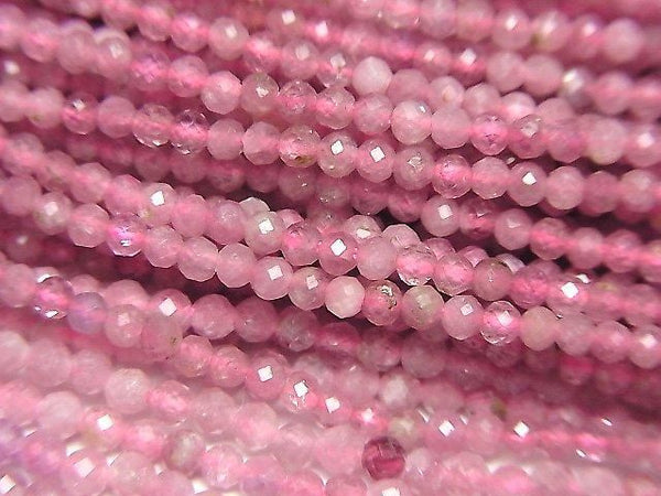 [Video] High Quality! Pink Tourmaline AA++ Faceted Round 2mm 1strand beads (approx. 15 inches/38 cm)