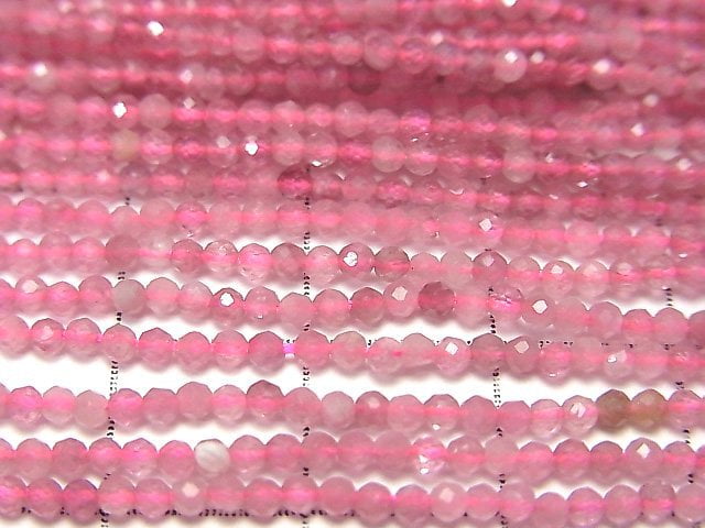 [Video]High Quality! Pink Tourmaline AA++ Faceted Round 2mm 1strand beads (aprx.15inch/38cm)