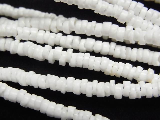Perles Litov Coquillage Rondelle (Heishi) 3x3x1mm Blanc une demi-partie ou 1 brin (env. 23inch/58cm)