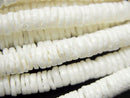 Litov Shell Rondelle (Heishi) 8x8x1.5mm White half or 1strand beads (aprx.24inch/60cm)