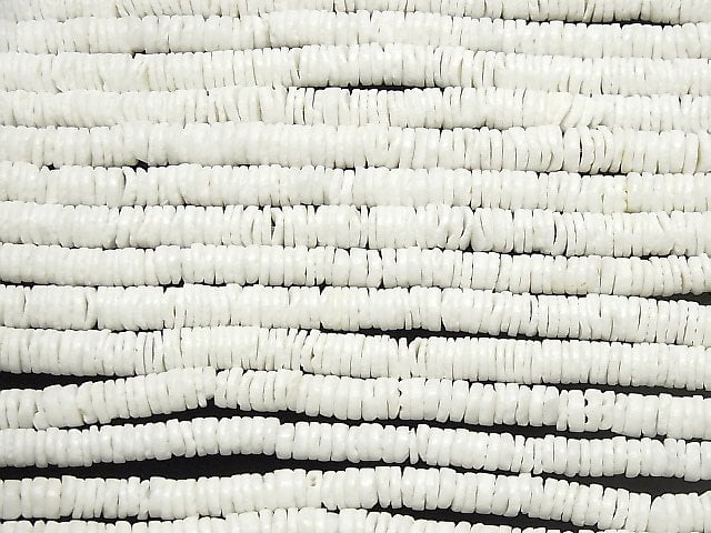 Litov Shell Rondelle (Heishi) 8x8x1.5mm White half or 1strand beads (aprx.24inch/60cm)
