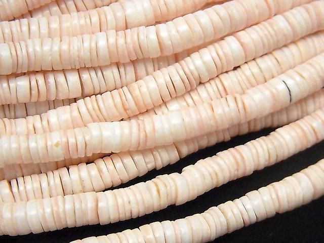 Pink Shell Rondelle (Heishi) 5x5x2mm half or 1 strand beads (approx. 23 inches/58 cm)