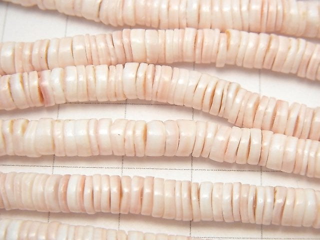 Pink Shell Rondelle (Heishi) 5x5x2mm half or 1 strand beads (approx. 23 inches/58 cm)