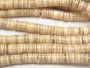 Striped Beige Shell Rondelle (Heishi)5x5x1.5mm half or 1strand beads (aprx.23inch/58cm)