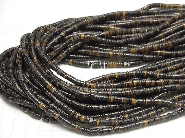 Pen Shell Rondelle (Heishi) 5x5x1.5mm Black 1strand beads (approx. 24 inches/59 cm)