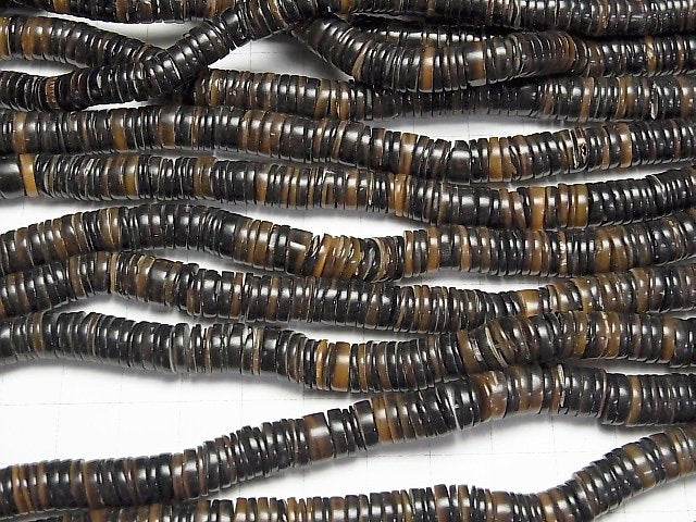Pen Shell Tube (Heishi) 8x8x1.5mm Black 1strand beads (aprx.23inch/58cm)