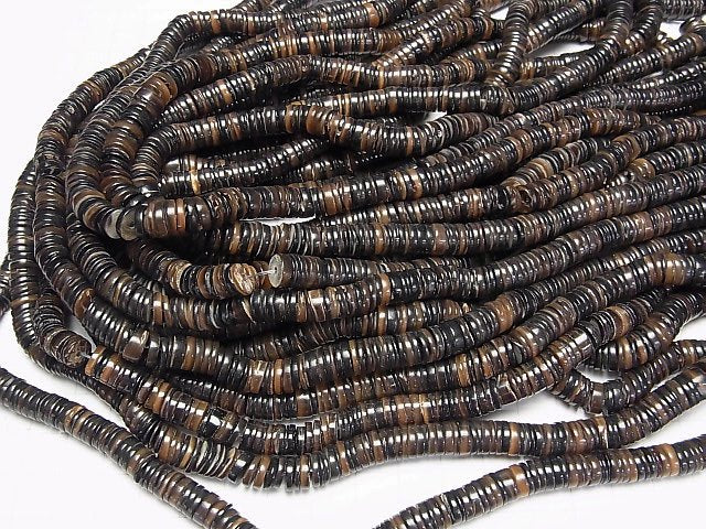 Pen Shell Tube (Heishi) 8x8x1.5mm Black 1strand beads (aprx.23inch/58cm)