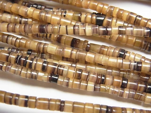 Pen Shell Rondelle (Heishi) 3x3x1.5mm Brown Half or 1strand beads (approx. 23 inches/58 cm)