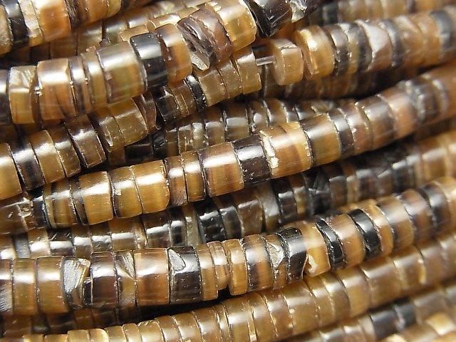 Pen Shell Rondelle (Heishi) 5mm Brown 1-strand beads (approx. 24 inches/60 cm)