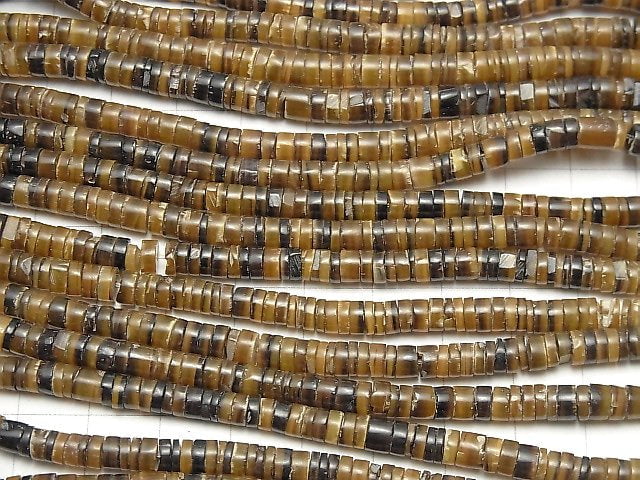 Pen Shell Rondelle (Heishi) 5mm Brown 1-strand beads (approx. 24 inches/60 cm)