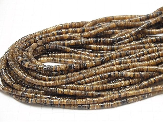 Pen Shell Rondelle (Heishi) 5mm Brown 1-strand beads (approx. 24 inches/60 cm)