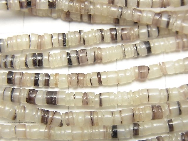 Hammer Shell Tube (Heishi) 2.5x2.5x1mm White x Black 1strand beads (aprx.24inch/59cm)
