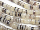Hammer Shell Tube (Heishi) 5x5x2mm White x Black 1strand beads (aprx.23inch/58cm)
