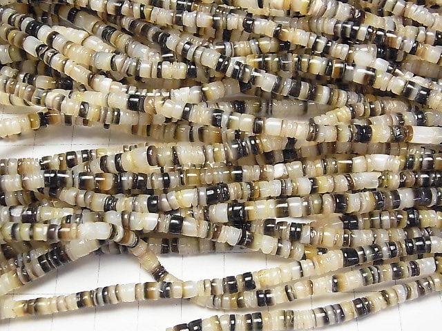 Black Lip Oyster Tube (Heishi)4x4x1mm 1strand beads (aprx.24inch/60cm)