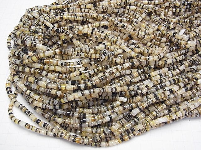 Black Lip Oyster Tube (Heishi)4x4x1mm 1strand beads (aprx.24inch/60cm)