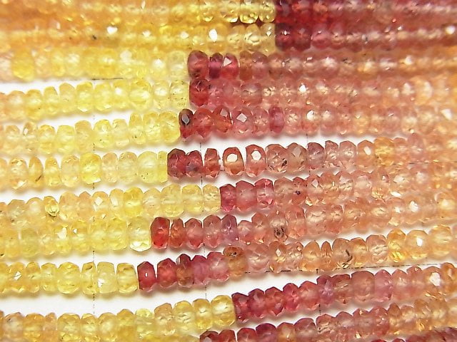 [Video] High Quality Yellow Orange Sapphire AAA Faceted Button Roundel half or 1strand beads (aprx.15 inch / 38 cm)