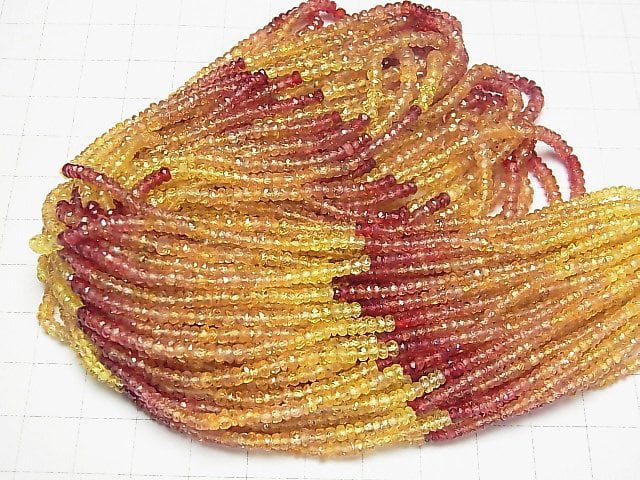 [Video] High Quality Yellow Orange Sapphire AAA Faceted Button Roundel half or 1strand beads (aprx.15 inch / 38 cm)