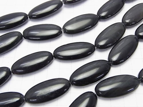 Black Obsidian AAA Oval 34 x 16 x 10 mm half or 1 strand beads (aprx.15 inch / 38 cm)