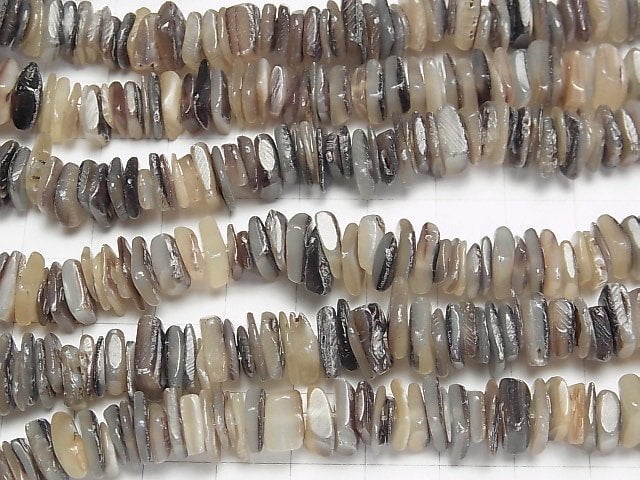 Hammer Shell Chips White x Black 1strand beads (aprx.15inch/38cm)