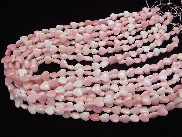 Queen Conch Shell AAA- Vertical Hole Heart 9x9x4mm 1/4 or 1strand beads (aprx.15inch / 38cm)