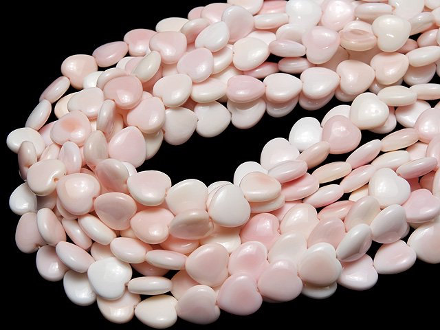 [Video] Queen Conch Shell AAA - Heart 10 x 10 x 5 mm 1/4 or 1strand beads (aprx.15 inch / 38 cm)