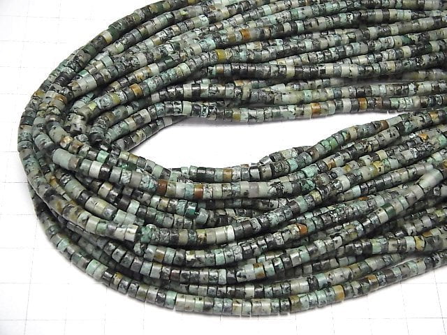 African Turquoise  Tube (Roundel )4x4x2mm 1strand beads (aprx.15inch/36cm)