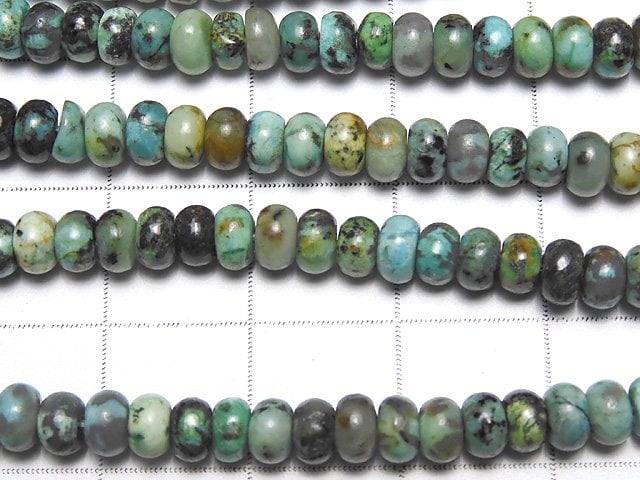[Video] African Turquoise Roundel 4x4mm 1strand beads (aprx.15inch / 38cm)