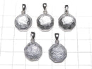 Meteorite (Muonionalusta) octagon Pendant 13 x 13 x 5 mm Silver 925