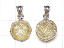 Meteorite (Muonionalusta) Octagonal Pendant, 13x13x5mm, Yellow Gold, Silver925