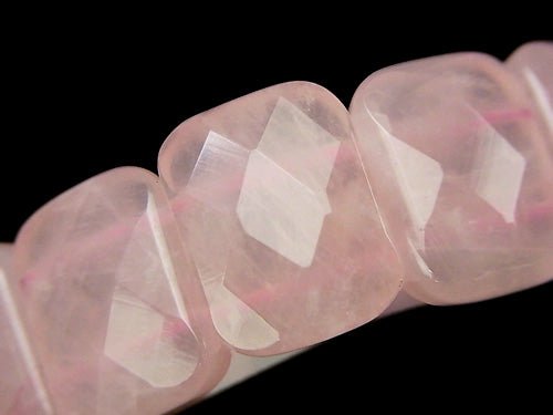 1strand $17.99! Rose Quartz AA ++ 2 holes Faceted Rectangle 20 x 15 x 7 mm 1 strand (Bracelet)